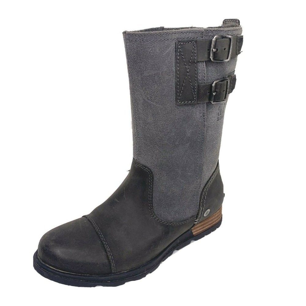 Sorel Major Pull On Gray Leather 6 Mid Calf Ankle